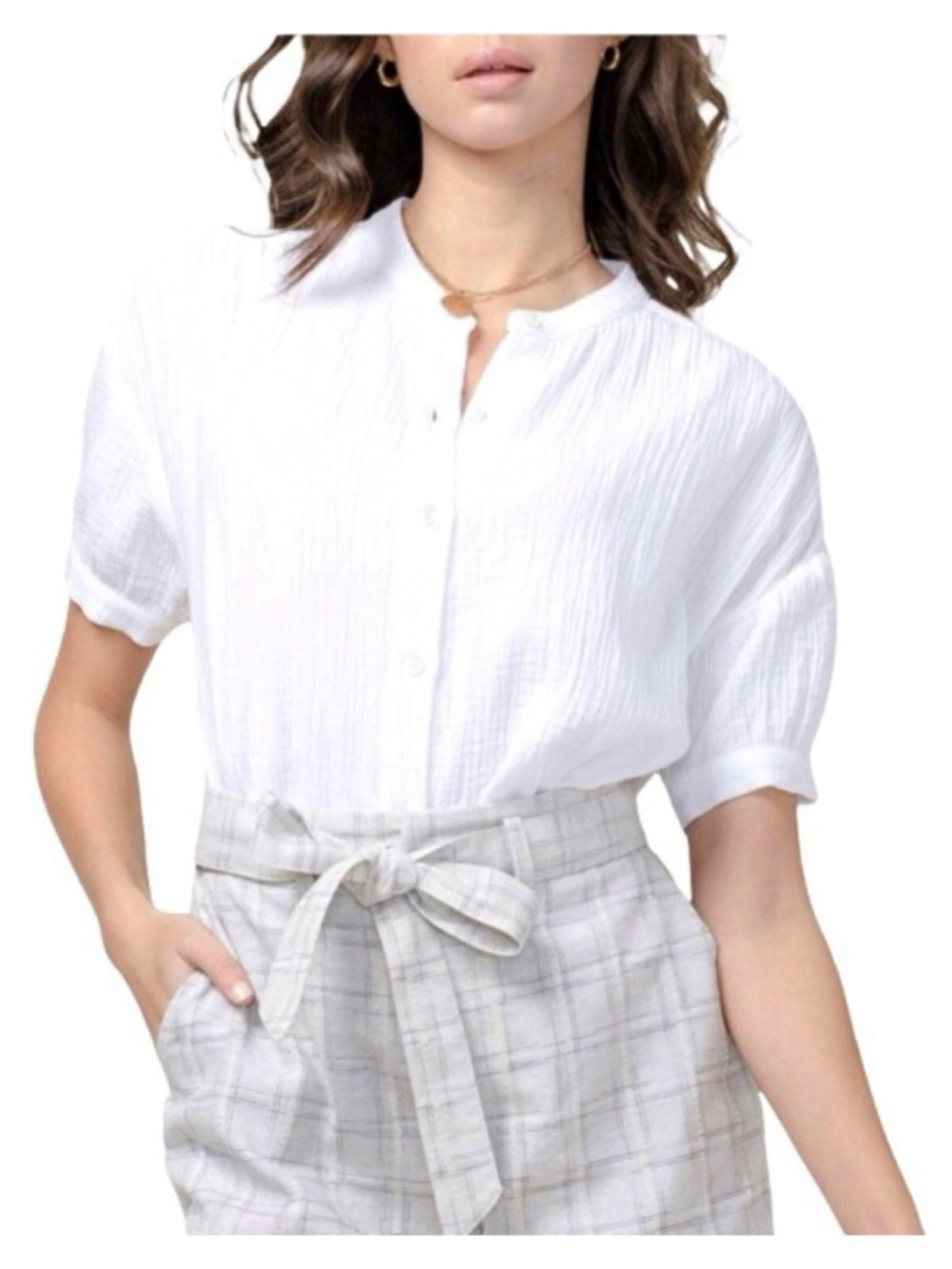 NEW! Greylin Olana Gauze Crinkle Blouse Luxury Top | M